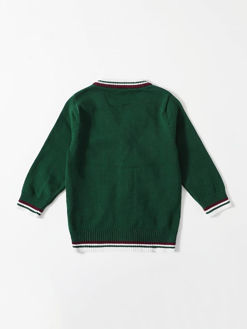 Dětský Chlapecký Svetr Ležérní Pletený Ve Školním Stylu