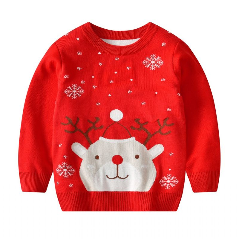 Dětský Svetr Vánoční Bear Tisk Pletený Oblečení Chlapci Dívky