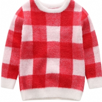 Děťátko Dívky Geometrický Vzor Preppy Pullover Dětský Teplý Svetr