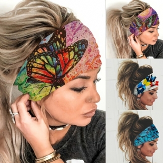 Široká Čelenka Boho Motýlí Stretch Gumičky Bandana Jóga Běh Atletický Turban Hlavy Šátky Doplňky Do Vlasů Pro Ženy Dívky