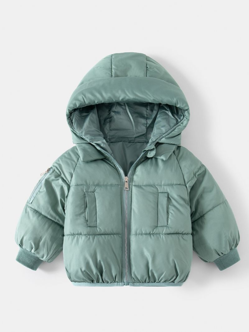 Chlapecké A Dívčí Jednobarevné Kabáty S Kapucí Na Zimu