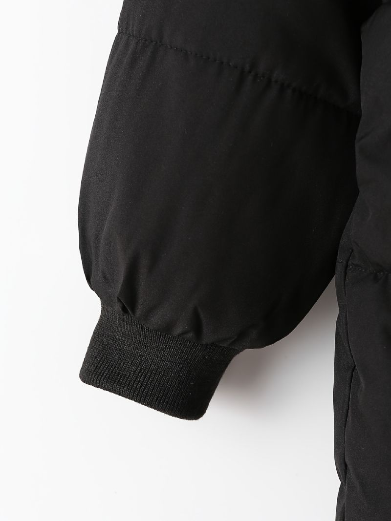 Chlapecké Ležérní Černé Oblečení Na Knoflík S Dlouhým Rukávem Vepředu Zateplený Kabát