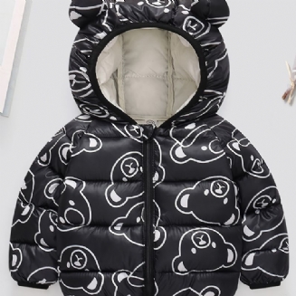 Chlapecký Kabát Pro Batole Zimní Kreslený Medvědí Vzor Lehký Kabátek S Kapucí