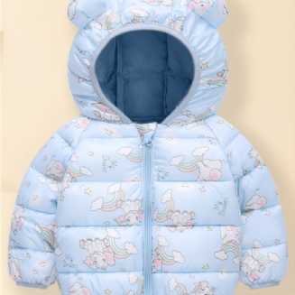 Chlapecký Kabát Pro Batole Zimní Kreslený Slon Se Vzorem Lehký Kabátek S Kapucí A Ušima