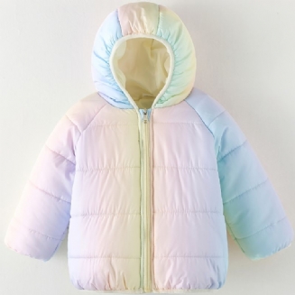 Chlapecký Kabát S Duhovým Přechodem Na Zip S Kapucí Teplé Dětské Oblečení Na Zimu
