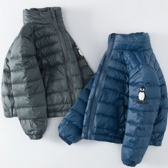 Chlapecký Zateplený Kabát Se Zipem Lehké Polstrované Svrchní Oblečení Pro Zimní Dětské