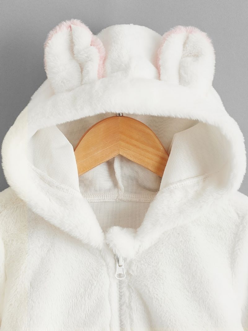 Dívčí Fleecová Bunda S Barevným Blokem Na Zip Se Zvířecími Ušima Teplé Dětské Oblečení Na Zimu
