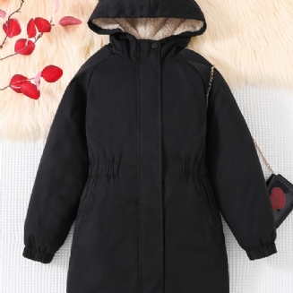 Dívčí Flísový Kabát S Kapucí Pevný Větruodolný Svrchní Oděv Odolný Proti Chladu Pro Sněhové Počasí Zimní Dětské Oblečení