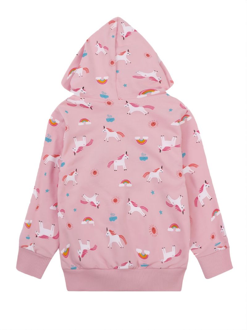 Dívčí Kabát Popshion Batole Rainbow Sun Unicorn Teplý Na Zip S Kapucí