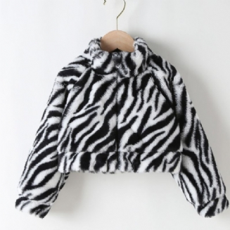 Dívčí Módní Kabát Zebra Print Fleece