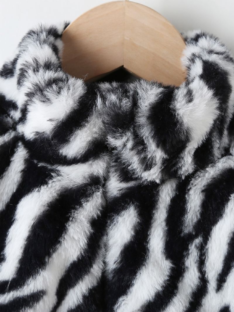 Dívčí Módní Kabát Zebra Print Fleece