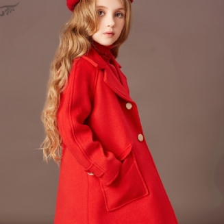 Dívčí Vlněný Kabát Dlouhá Zateplená Bunda S Vyjímatelnou Bavlněnou Vložkou Na Zimu Dětské Oblečení Na Vánoce Čínský Nový Rok