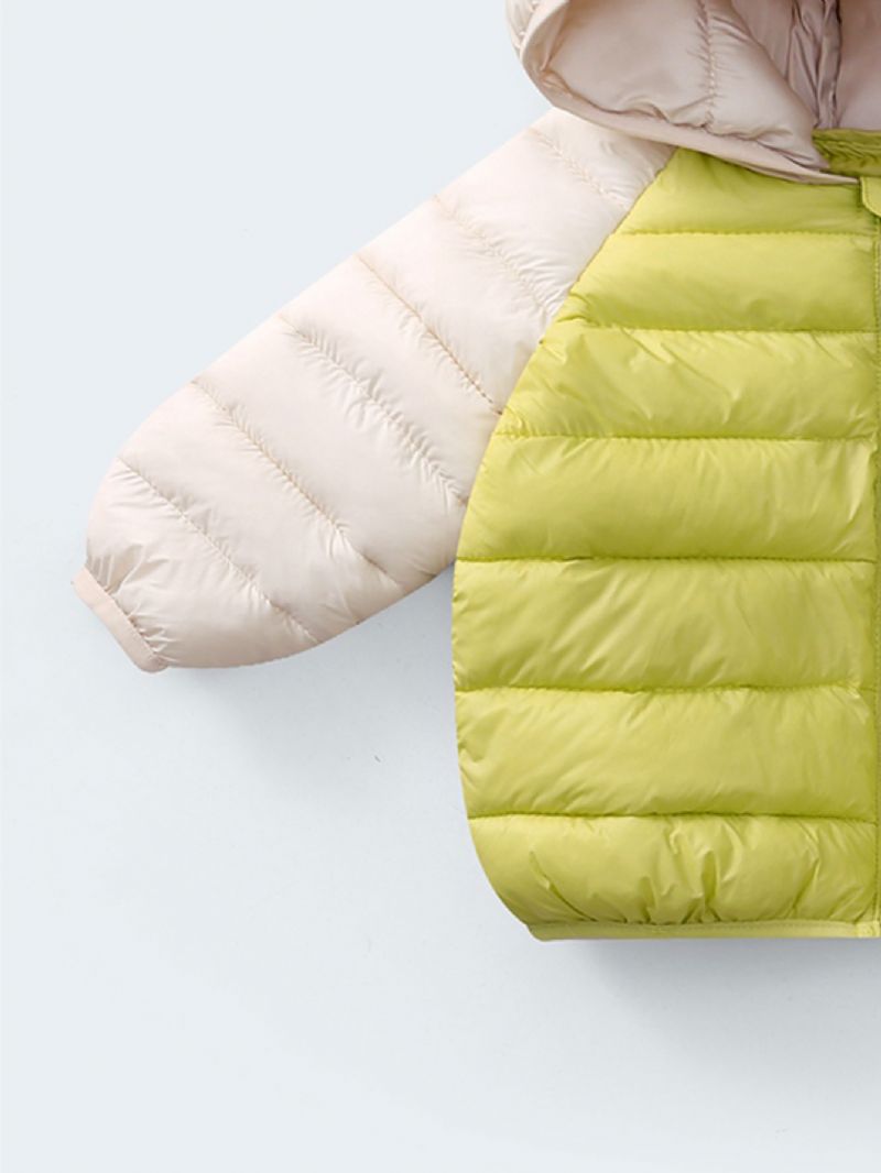 Dívčí Zimní Polyesterový Zateplený Proužkový Kabátek Dětská Bunda S Kapucí Dětské Teplé Svrchní Oblečení