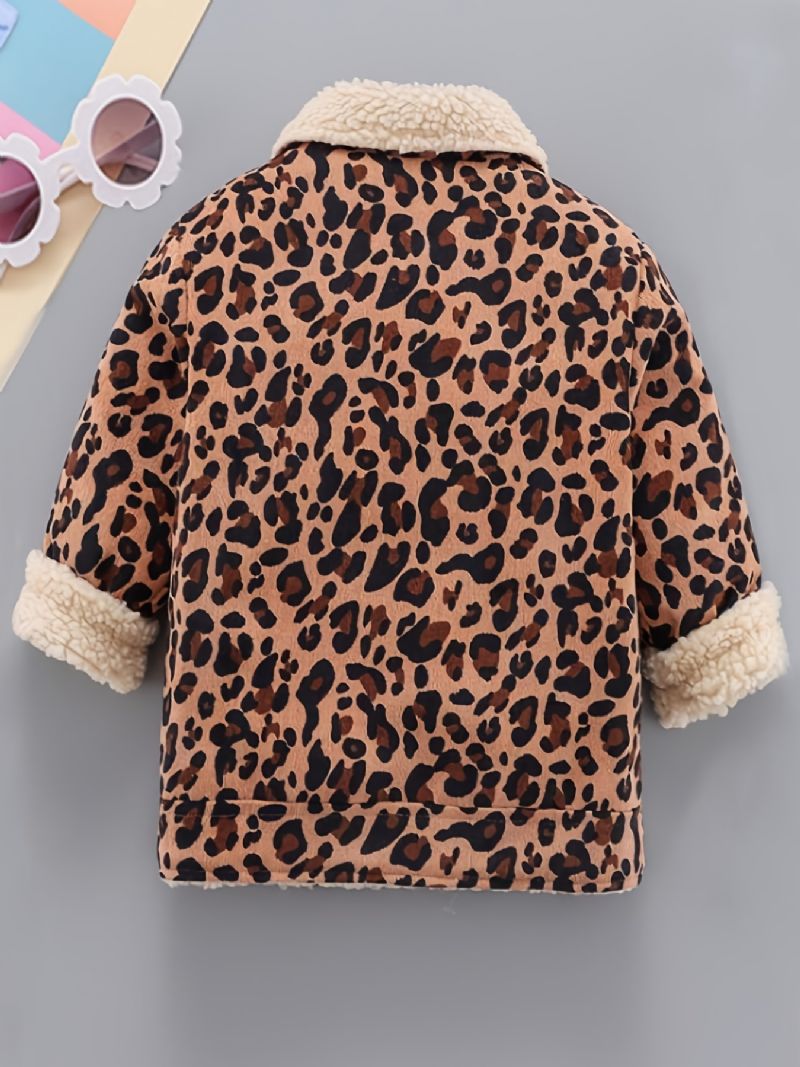 Dětská Chlapecká Bunda Leopardí Knoflík Fleece Zesílený Zateplený Kabát Zimní Dětské Oblečení