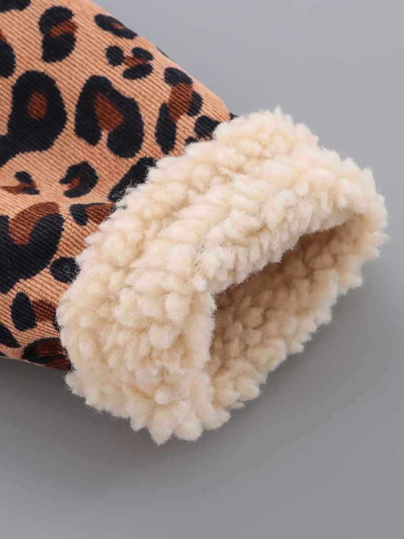 Dětská Chlapecká Bunda Leopardí Knoflík Fleece Zesílený Zateplený Kabát Zimní Dětské Oblečení