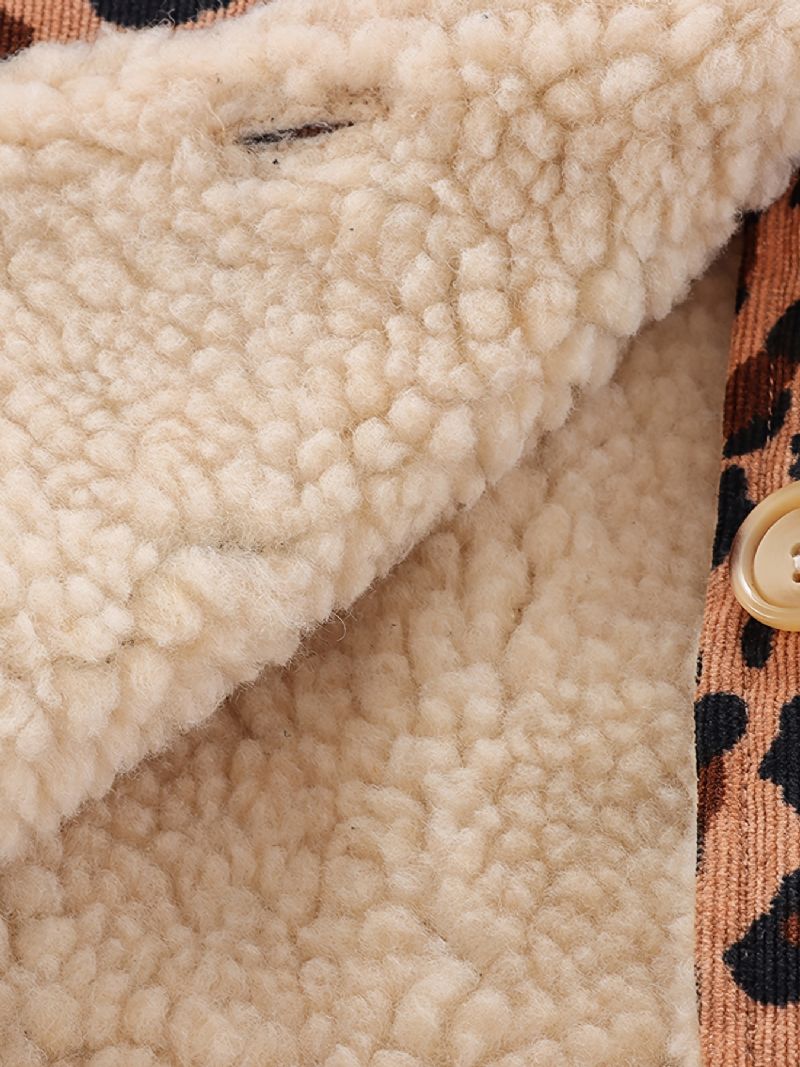 Dětská Chlapecká Bunda Leopardí Knoflík Fleece Zesílený Zateplený Kabát Zimní Dětské Oblečení