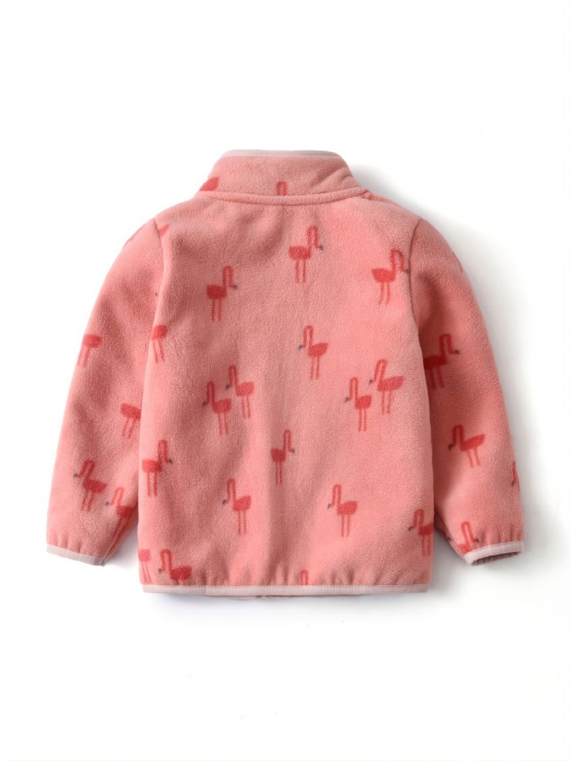 Dětská Dívčí Fleecová Bunda S Potiskem Flamingo Zimní Zateplený Kabát