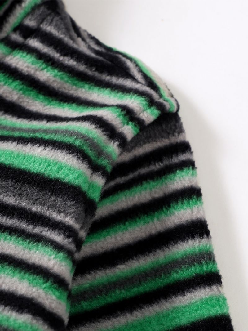 Dětská Stojáčková Bunda S Límečkem Polar Fleece Na Zip Pruhovaný Kabát Pro Dívky Chlapci Dětské Oblečení