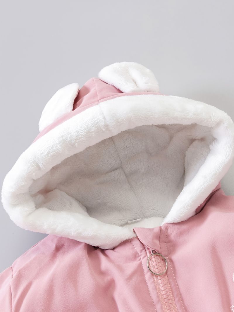 Dětský Dívčí Kabátek S Kapucí Srdce Dopis Výšivka Na Zip S Fleecová Teplá Bunda Zimní Dětské Oblečení