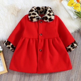 Děťátko Dívky Leopard Collar Kabát Teplá Bunda Zimní Dětské Oblečení