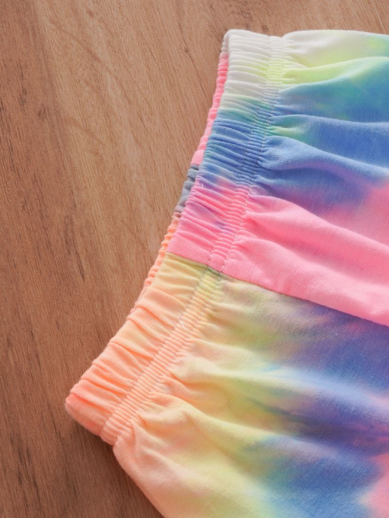 2ks Chlapeček A Dívky Rainbow Color Kravata Dye Tričko S Krátkým Rukávem Sada Oblečení