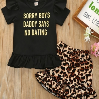 2ks Dívčí Košile S Krátkým Rukávem S Potiskem Leopardího Tisku Set Oblečení