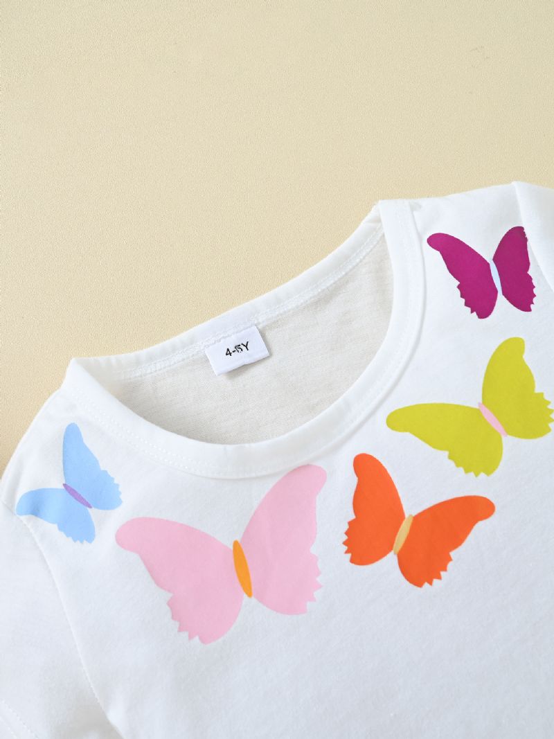 2ks Dívčí Módní Šortky S Květinovým Potiskem Butterfly