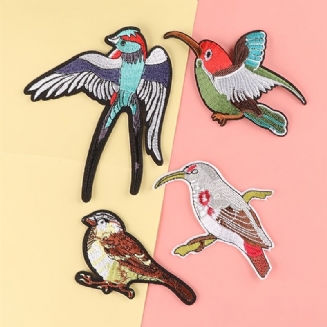 4ks Chlapci Diy Roztomilý Pták Vyšívaný Emblém Ozdobná Nášivka Příslušenství Na Oblečení K Bundě