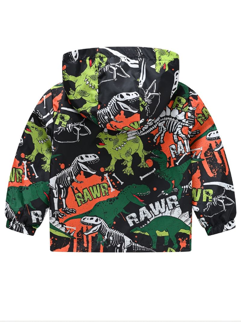 Chlapci Cartoon Dinosaurus Potisk Zip Bunda S Kapucí Cardigan Límec Termo Na Zimu