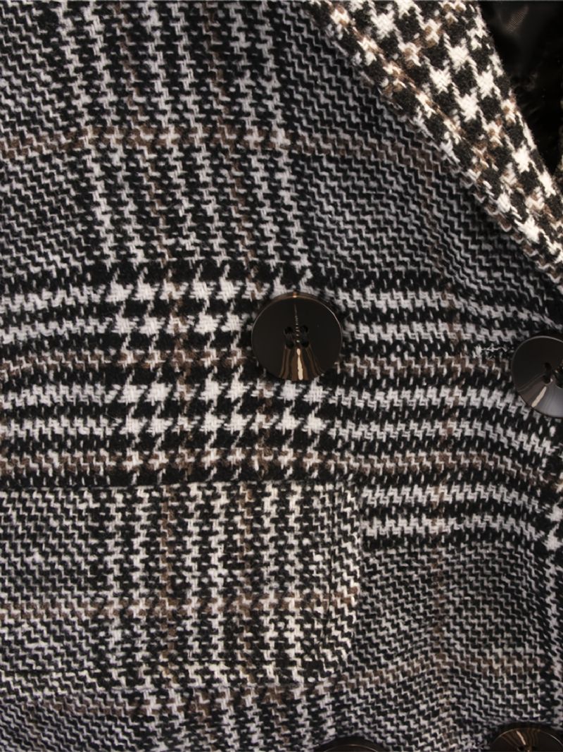 Chlapci Houndstooth Bunda Tlačítko Klopa Svrchní Oblečení Dětské