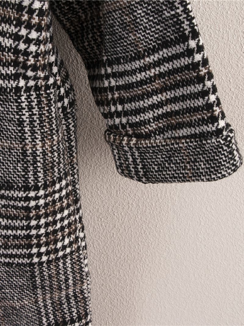 Chlapci Houndstooth Bunda Tlačítko Klopa Svrchní Oblečení Dětské