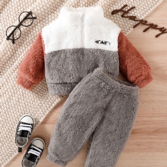 Chlapecká Dívčí Fleecová Bunda Na Zip + Vhodné Kalhoty Pro Zimní Kojenecké Oblečení