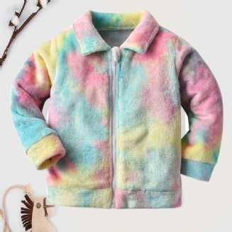Dívčí Bunda S Kravatou Dye Fleece Na Zip Pro Zimní Dětské Oblečení