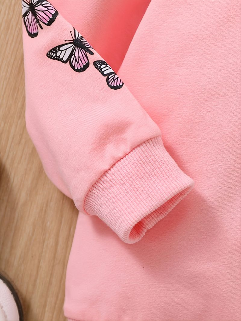 Dívčí Děťátko Móda Butterfly Print Bunda S Kapucí Na Zip Na Podzim