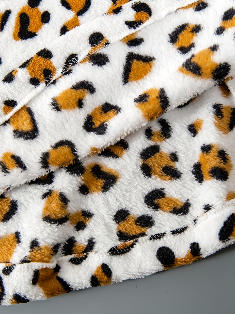 Dívčí Leopardí Potisk 3d Design Uší Netopýří Rukáv S Kapucí Flanelová Bunda Plášť Dětské Oblečení