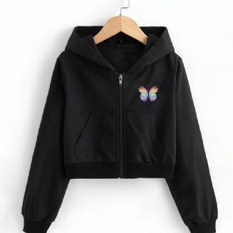 Dívčí Mikiny S Kapucí S Butterfly Bunda Na Zip Pro Děti Dětské Oblečení