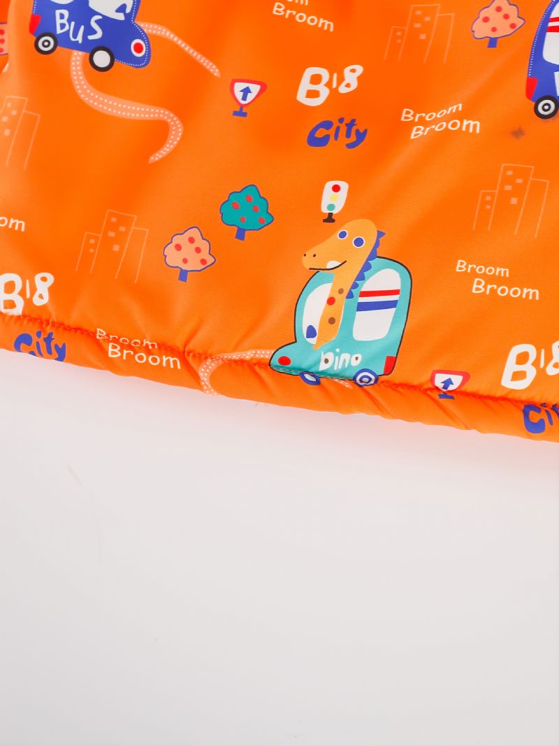 Dětská Bunda S Kapucí Kreslený Potisk Dlouhý Rukáv Zip Fleece Teplý Chlapecký Dívčí