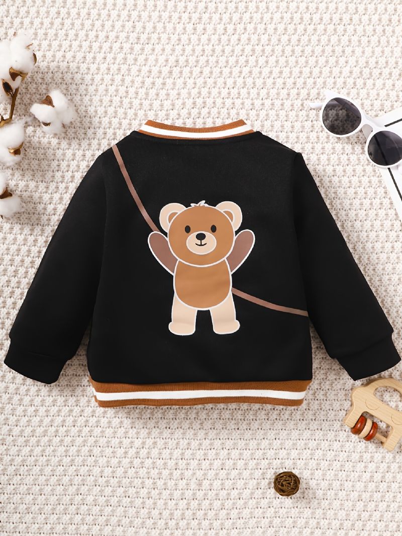 Děťátko Chlapci Bear Pattern Strim Bomber Bunda