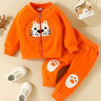 Děťátko Cute Lion Dlouhý Rukáv Zip Bunda Kalhoty Set