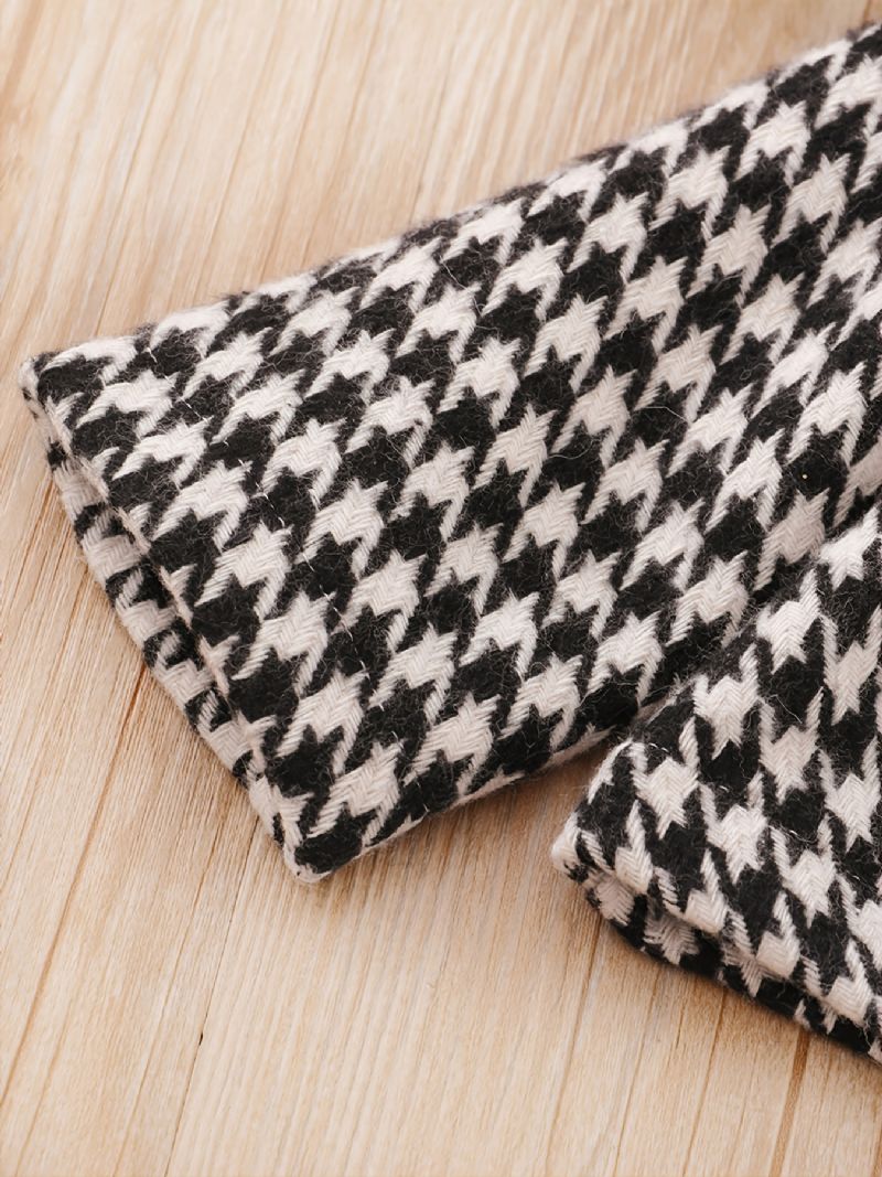 3ks Dětské Cardigan Houndstooth Šaty S Dlouhým Rukávem