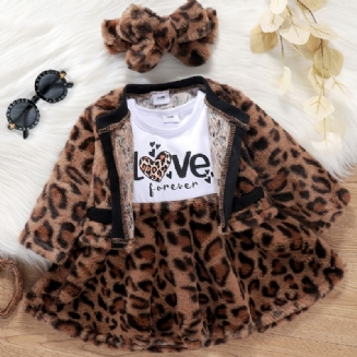 Dívčí Overal S Leopardím Vzorem + Cardigan + Oblečení S Čelenkou Dětské Pro Miminko