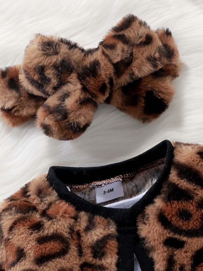 Dívčí Overal S Leopardím Vzorem + Cardigan + Oblečení S Čelenkou Dětské Pro Miminko