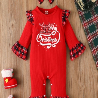 2ks Dívčí Oblečení Pro Novorozence Vánoční Volánkový Overal S Dlouhým Rukávem Body Roztomilé Pro Kojence Onesie
