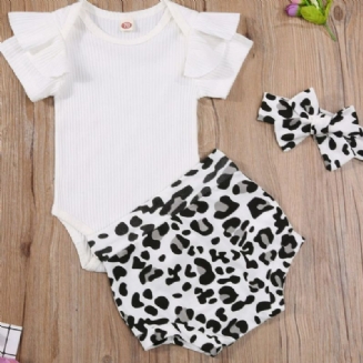 3ks Dívčí Overal S Volánkovým Rukávem Onesie S Čelenkou