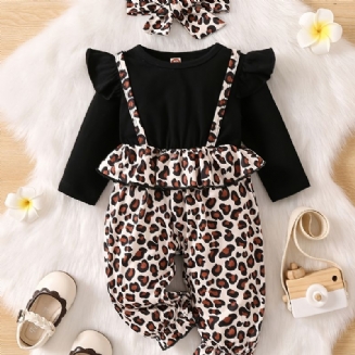 Dívčí Kombinéza S Leopardím Vzorem S Dlouhým Rukávem Onsie Dětské Oblečení