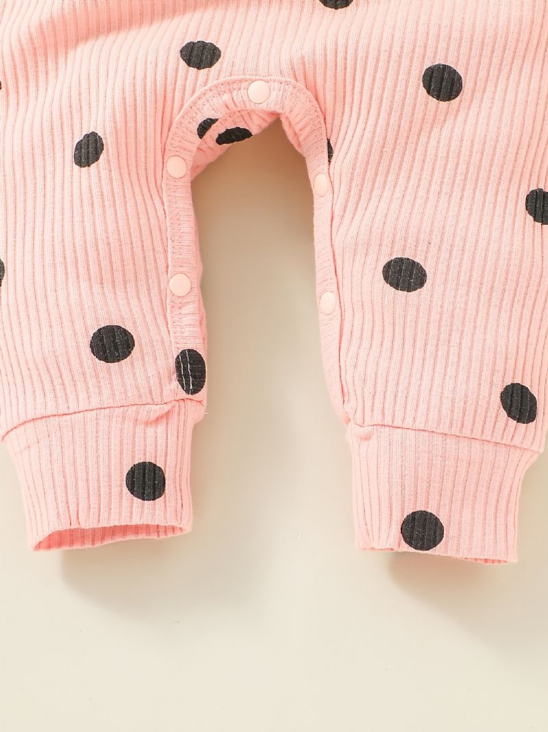 Dívčí Kombinéza S Polka Dot Volánkem Přes Rameno S Dlouhým Rukávem Kojenecké Oblečení