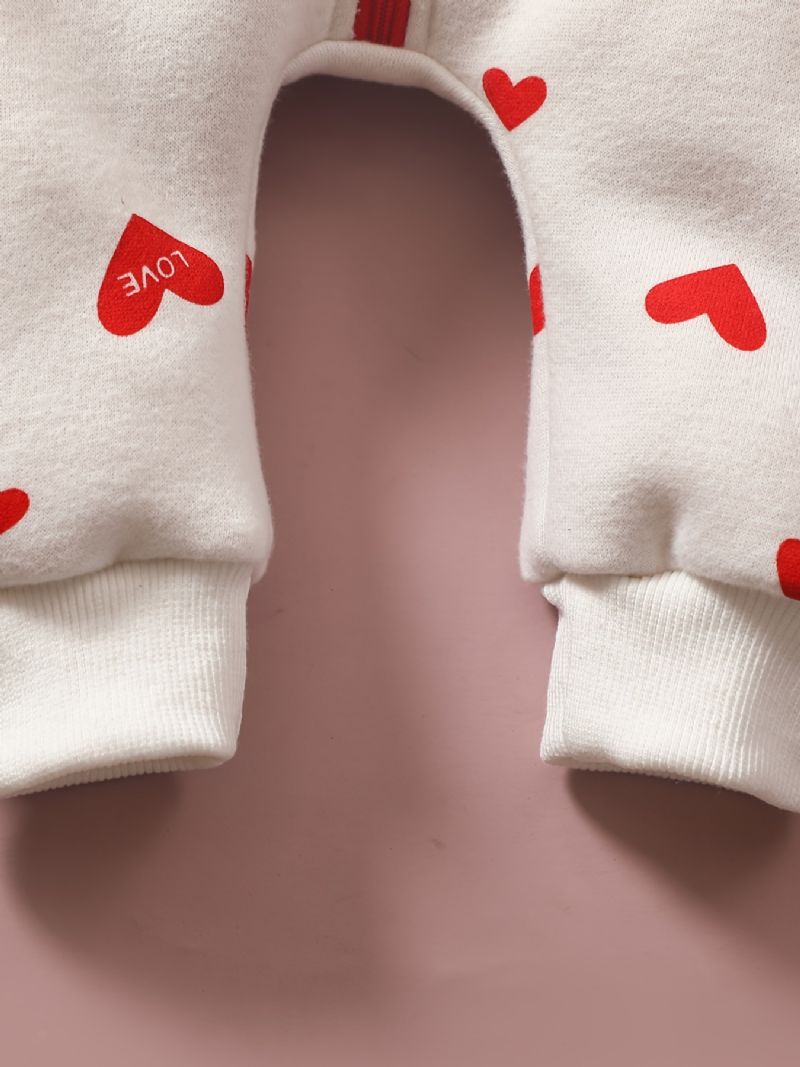 Dívčí Overal S Kapucí Pro Batole Děťátko Heart Print S Dlouhým Rukávem