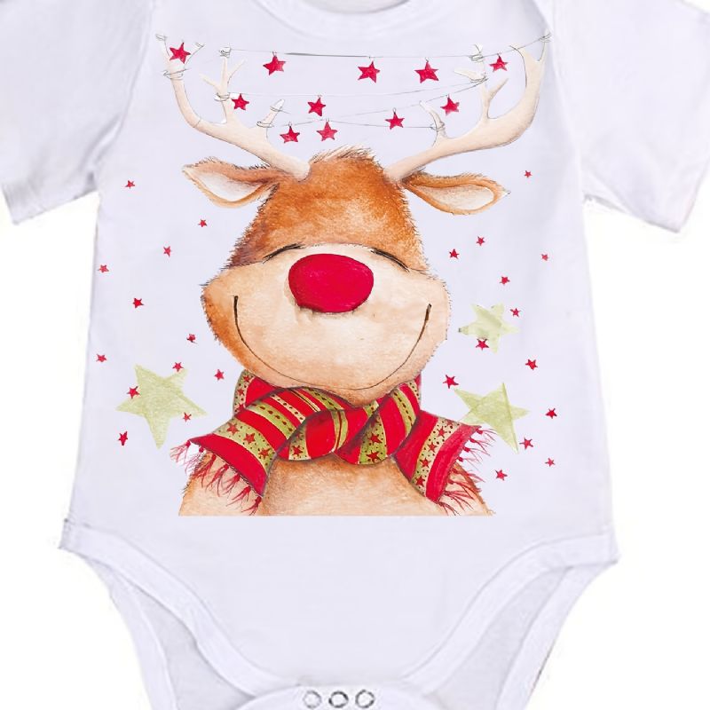 Děťátko Dívky Vánoční Roztomilý Deer Print Onesie Overal Oblečení