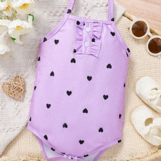 Infant Romper Heart Print Cami Top Kombinéza Letní Pro Malé Holčičky Batolecí Oblečení