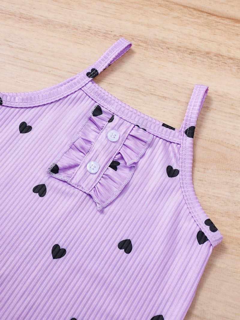 Infant Romper Heart Print Cami Top Kombinéza Letní Pro Malé Holčičky Batolecí Oblečení